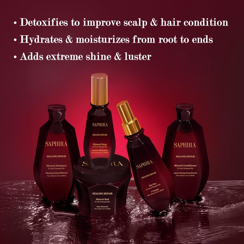 Saphira Healing Repair Mud Hair Mask with Dead Sea Minerals – Deep Repair Treatment for Dry & Damaged Hair – Hydrating Strength & Shine – Professional Hair Care 8.5oz / 250ml
