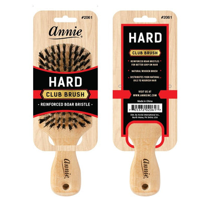 Annie Natural Boar Bristle Hard Club Brush | Reinforced Detangling Hairbrush for Wavy, Straight, Long & Short Hair | Waves Styling & Detangler