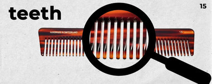 Speert #15 Handmade Wide Tooth Comb Tortoise Havana Acetate Thick Coarse Curly Detangling Parting Grooming Teasing Hair Styling Hairdresser Barber Hairdressing Wet Dry Pocket Travel Women Men Kids