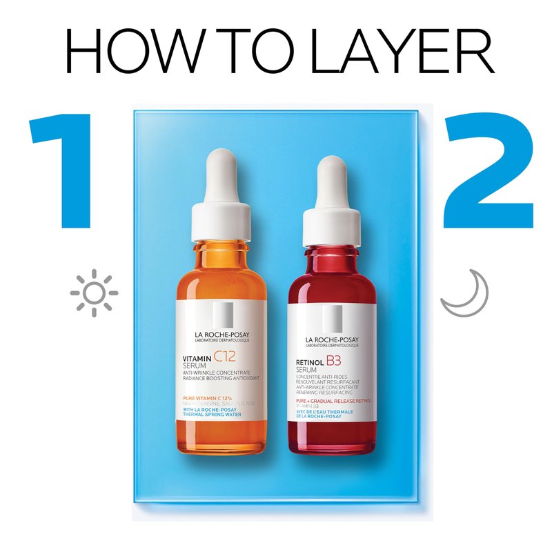 Bundle of La Roche-Posay Pure 10% Vitamin C Serum+ La Roche-Posay Pure Retinol Face Serum for Lines, Wrinkles & Premature Sun Damage to Resurface & Hydrate, Suitable for Sensitive Skin