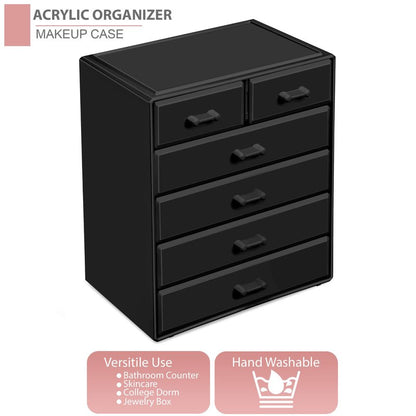Sorbus Acrylic Makeup Organizer - Organization and Storage Case for Cosmetics Make Up & Jewelry - Large Makeup Organizer for Vanity, Bathroom, College Dorm, Closet, Desk (4 Large, 2 Small Drawers)