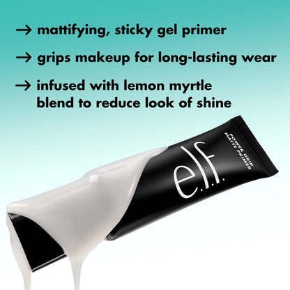 e.l.f. Power Grip Matte Primer, Gel-Based & Hydrating Face Primer for Smoothing Skin & Gripping Makeup, Moisturizing & Priming, Vegan & Cruelty-Free