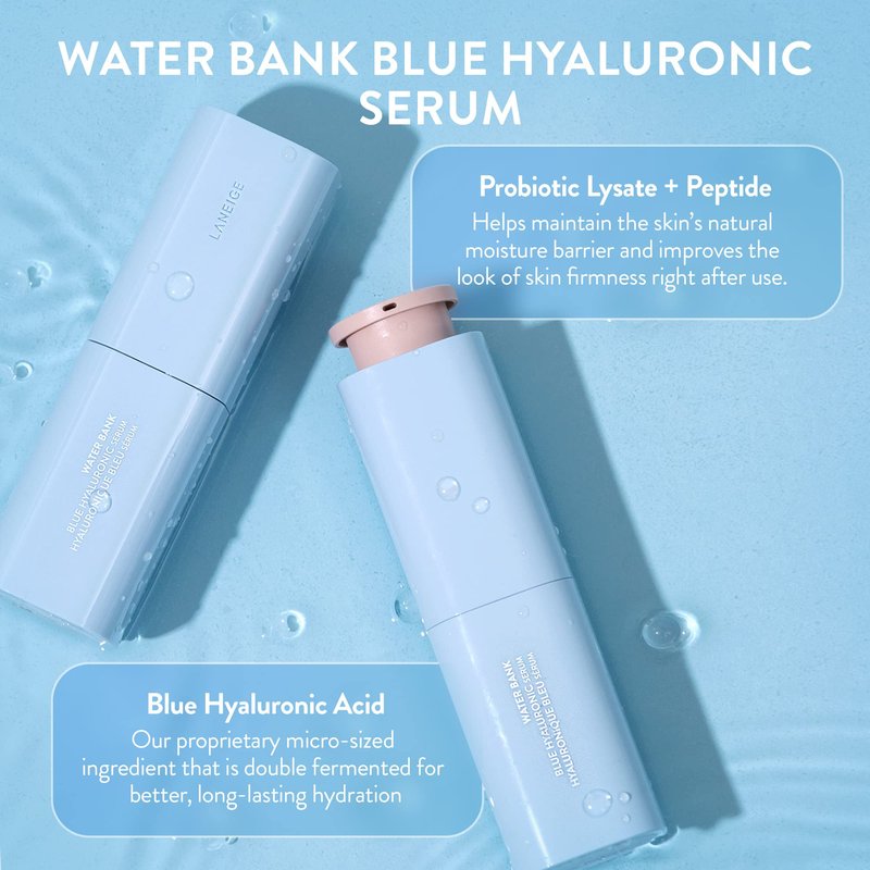LANEIGE Water Bank Blue Hyaluronic Serum: Hydrating Face Serum with Peptide & Green Tea Enzyme to Improve Skin Firmness & Radiance