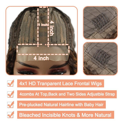 Aikebi Jerry Curly Human Hair Wig Highlight P4/30 T Glueless Curly 200% Density Pre Plucked Cut Human Hair Lace Wig for Black Women