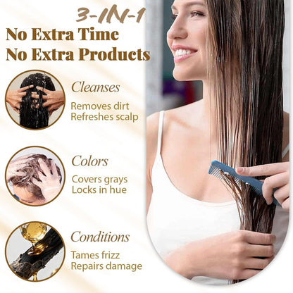 Dark Brown Hair Dye Shampoo for Gray Hair, 3-in-1 Color Shampoo Hair Dye for Women & Men, 100% Gray Hair Coverage, Instant Hair Coloring Shampoo in Minutes, Shampoo Tinte Para El Cabello, Easy to Use