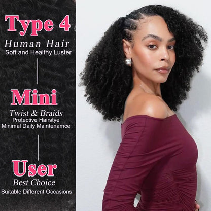 Afro Kinkys Bulk Human Hair for Braiding Afro Kinky-Curly Human Hair Bulk for Twist Ginger 18 Inch 50g/Bundle No Weft 4c Kinky Curly Bundles for Braids Micro Locs Dreadlock Extensions #350