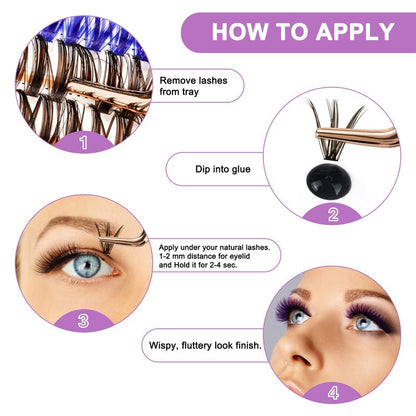 Lash Clusters Colored DIY Eyelash Extensions 280 Clusters Lashes 40D-D-13mm LASH 7 Color Mix Volume Eyelash Clusters Wispy Individual Lashes Cluster DIY at Home(7MIX,40D-D-13mm)