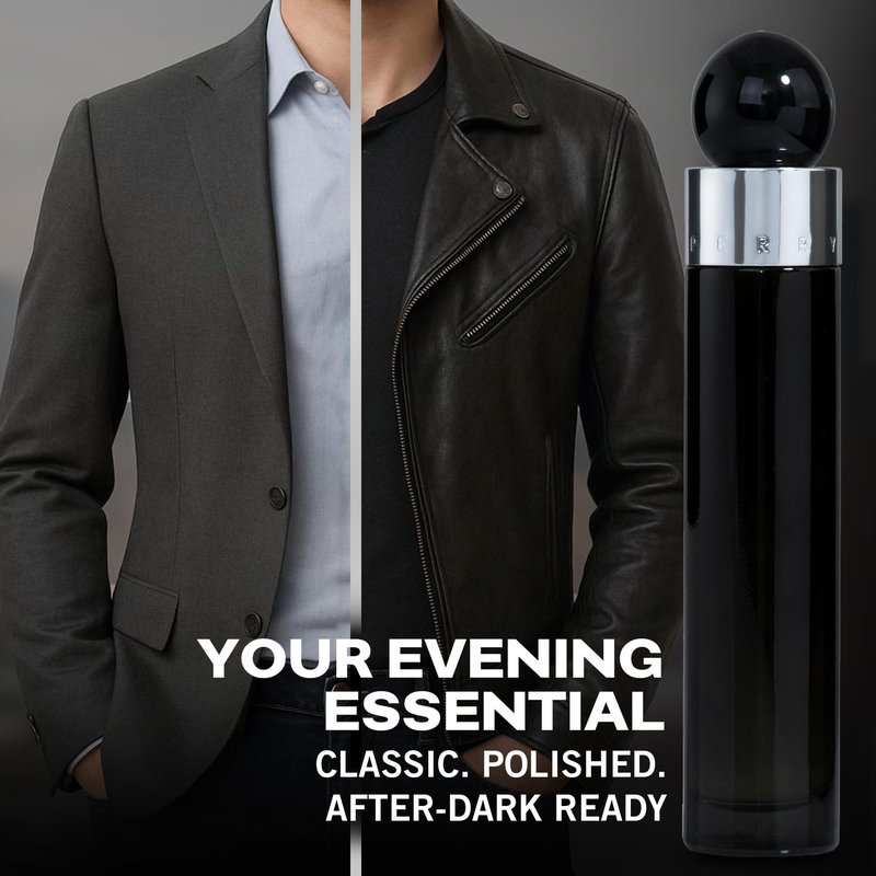 Perry Ellis 360° Black Eau De Toilette Spray for Men - Mens Cologne, Long Lasting Perfume, EDT, Fragrance with Notes of Ginger, Cardamom & Tobacco Leaf - 3.4 fl oz (100 mL)