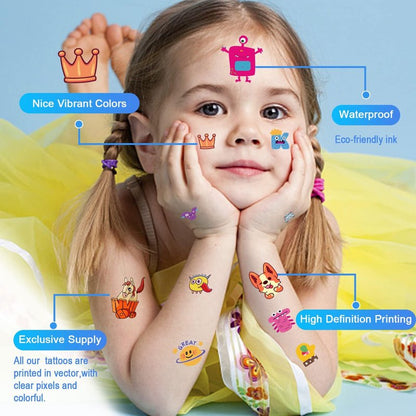 Aresvns Temporary Tattoo 340+ Designs,20 Sheets Cute Fake Tattoos, Waterproof, Non-toxic and Easy to Remove