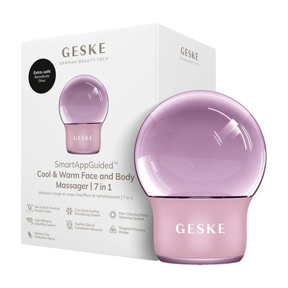 GESKE SmartAppGuided™ Cool & Warm Face & Body Massager | 7 in 1 | Multifunctional Massager | Face & Body | Battery-free Cooling & Warming | Firms, Relaxes & De-Puffs Skin | Globular Design