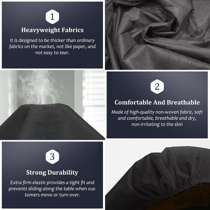 40PCS Disposable Fitted Massage Table Sheets, Heavy Duty Elastic Disposable Bed Cover, Breathable Disposable Fitted Sheets for Spa Black Non Woven Fabric 36 x 85 Inch