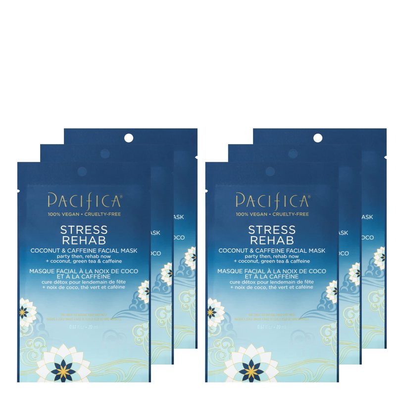 Pacifica Beauty Skin Rehab Coconut and Caffeine Facial Mask, Skincare, Green Tea, Helps with Puffiness and Redness, Face Mask, Sheet Mask, Face Care, All Skin Types, Vegan (6 Sheets)
