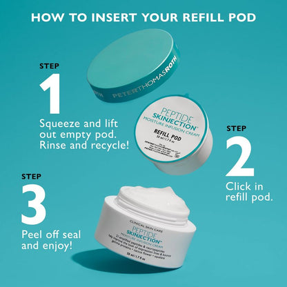 Peter Thomas Roth | Peptide Skinjection Moisture Infusion Cream, Refillable Moisturizer, For Loss of Firmness and Elasticity, Fine Lines & Wrinkles, Dryness, 21 Amplified Peptides & Neuropeptides