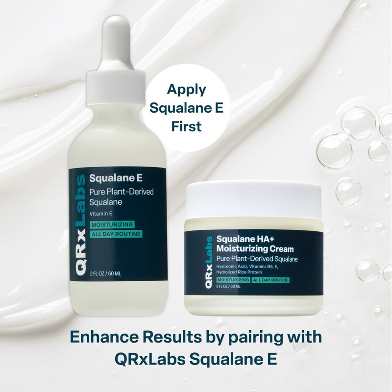 QRxLabs Plant-Based Squalane Face Moisturizer - Hyaluronic Acid Cream for Hydration - Squalane Oil Moisturizer - Anti-Aging Face Cream with Vitamin B5 & Rice Protein - 2 Fl Oz, Pack of 1, Verbena
