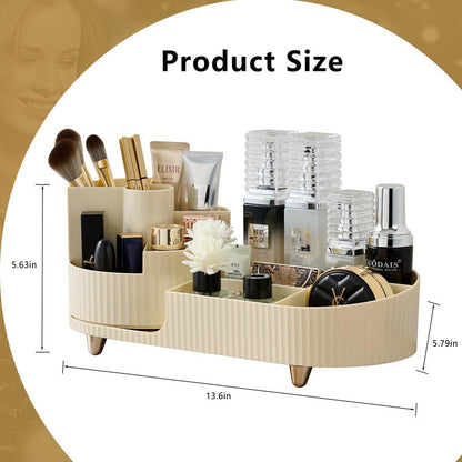 RUIQING New 360 Rotating Makeup Organizer - Large-Capacity Vanity Organizer, Stores Makeup Brushes and More, Keeps Countertop Clean and Tidy