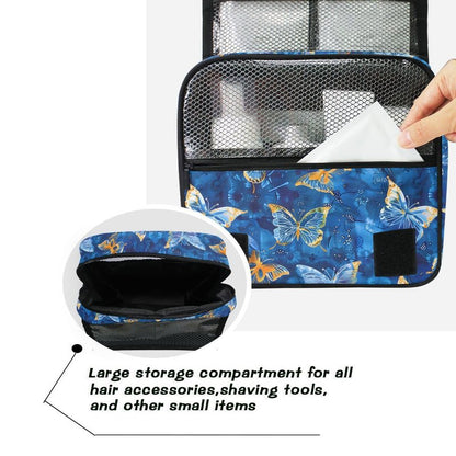Hanging Travel Toiletry Bag Butterflies Dye Navy Kit Makeup Case Cosmetics Organizer for Men Women