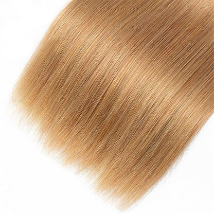 Honey Blonde Human Hair Bundles 14 16 18 Inch Straight Bundles Human Hair Unprocessed Native Virgin Hair 100/PC 3 Extensions #27 Blonde Color Wet and Wavy Human Hair Extensions for Women