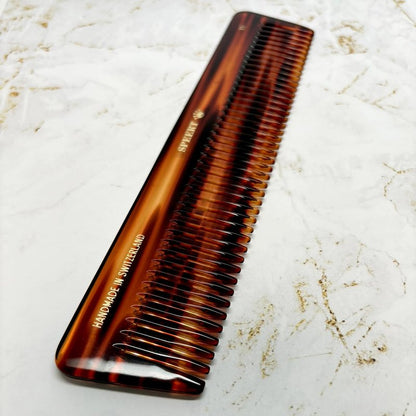 Speert #15 Handmade Wide Tooth Comb Tortoise Havana Acetate Thick Coarse Curly Detangling Parting Grooming Teasing Hair Styling Hairdresser Barber Hairdressing Wet Dry Pocket Travel Women Men Kids
