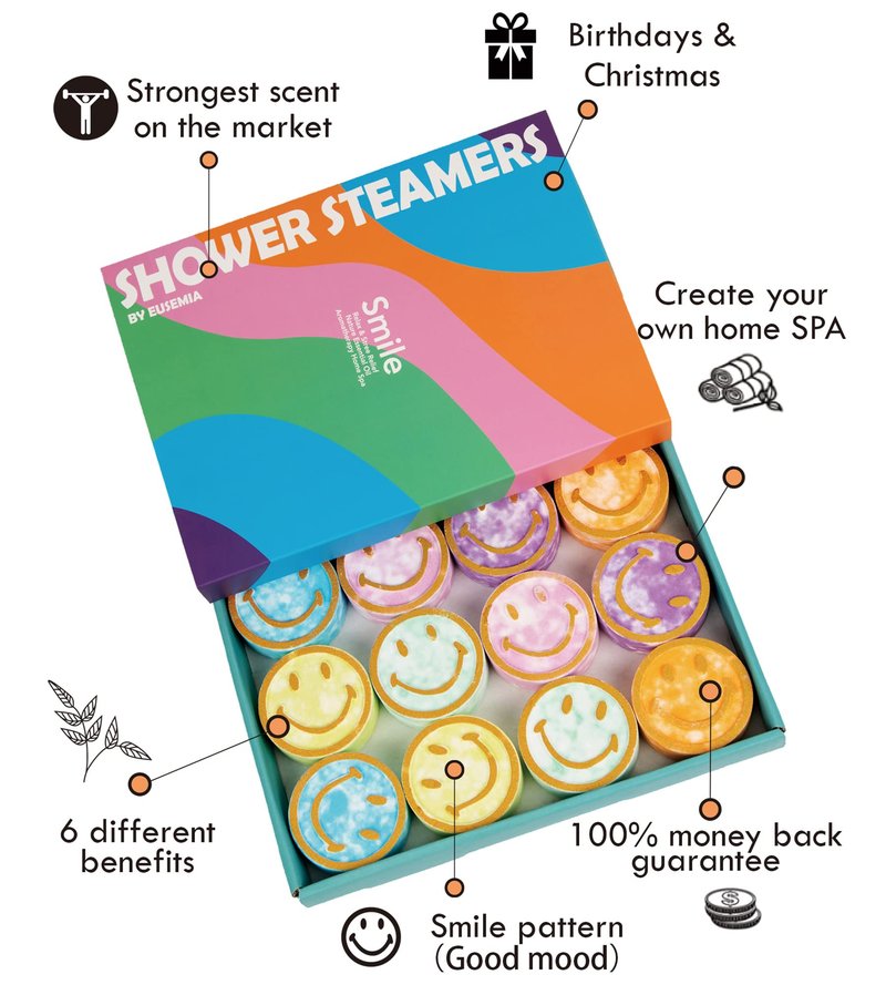 Shower Bombs Steamers Gifts for Women-EUSEMIA 24 Pcs Scented Aromatherapy Shower Bath Bombs Steamer with Essential Oils for Body Restore and Stress Relief (24 Pack Mix)