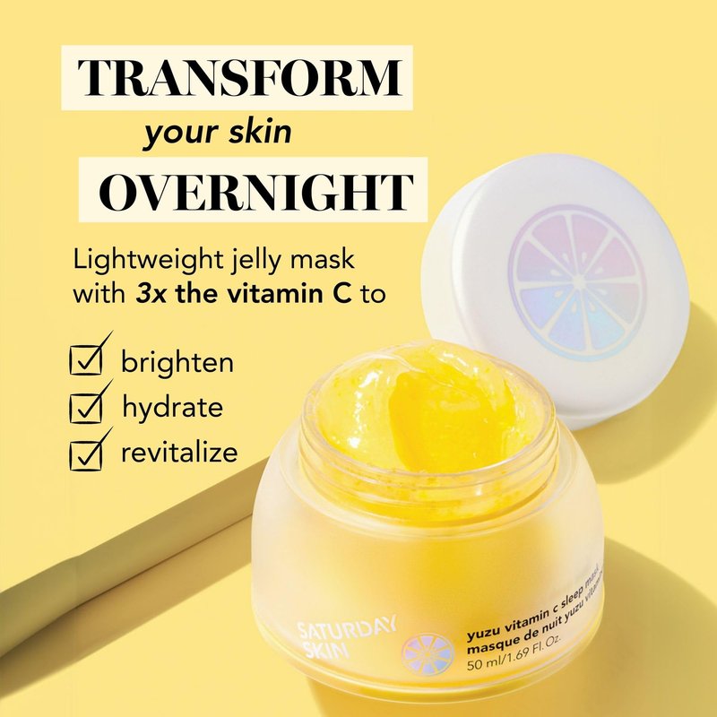 Saturday Skin Yuzu Vitamin C Overnight Sleep Mask Regenerist Retinol Ultra Rich Face Moisturizer Cream Smooth Skin and Reduce Wrinkles Ideal for All Skin Types