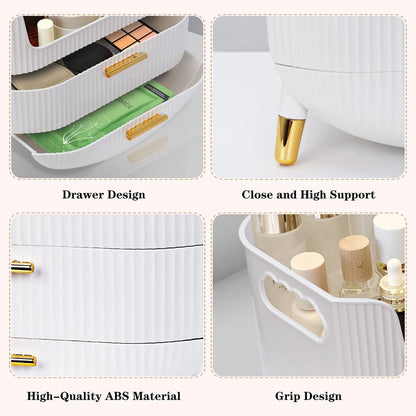 Makeup Organizer with Drawers,Skincare Plastic Storage for Vanity,Large Cosmetic Display case for Dresser with Handle,Large Capacity Bathroom Countertop,Dressing table, Bathroom, Bedroom, Living room