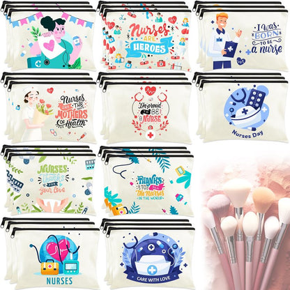 30 Pack Nurse Makeup Bags Nurse Cosmetic Bags Bulk Nurse Gift Survival Kit Funny Nursing Travel Toiletry Makeup Bag Nurse Appreciation Gifts for Women Men Thank You Nurse Appreciation Week Gift