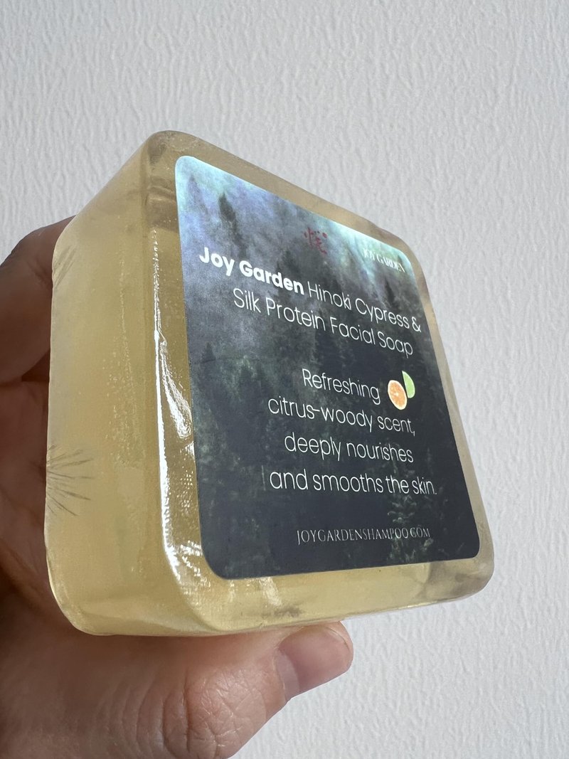 Joy Garden Hand made Ali Mountain Hinoki Silk Protein Facial Soap Rich, long-lasting Woody scent with a hint of citrus aroma with a calming effect contain Hydrolyzed Silk Protein