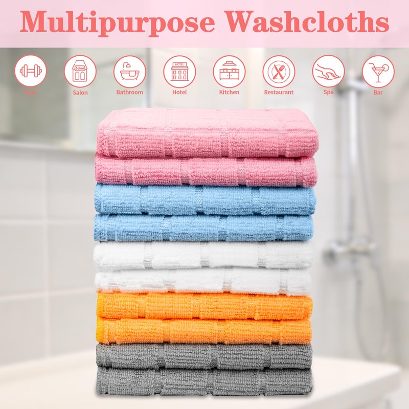 HOMERHYME Microfiber Washcloths, 50 Pack Wash Cloths Face Towel, Soft Lint Free Quick Dry Gym Towels, Absorbent Multi-Purpose Hand Towels for Bathroom Kitchen Salon Spa, Multicolor