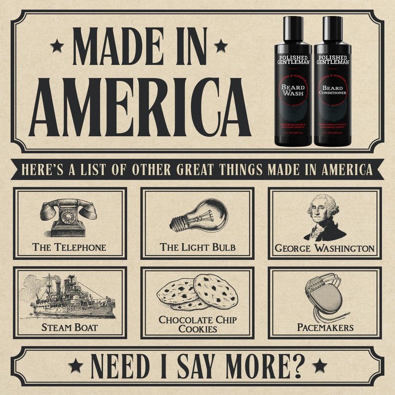 Polished Gentleman Beard Shampoo and Conditioner Set - Refreshing Beard Moisturizer & Mustache Softener - Beard Thickener with Tea Tree & Growth Oil - Paraben-Free & Sulfate-Free - Made by USA (8oz)