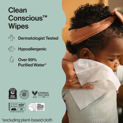 The Honest Company Hypoallergenic Multi-Use Baby Wipes for Sensitive Baby Skin, Pattern Play, 10 Count
