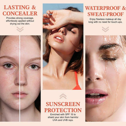 2PCS Flawless Colour Changing Warm Skin Tone Foundation, Naturally Blends Moisturizing foundation makeup, Long Lasting Waterproof Lightweight Liquid Foundation SPF 15 for Face Makeup