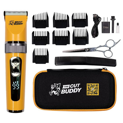 The Cut Buddy Clipper & Grooming Set, Cordless Hair & Beard Trimmer with Ceramic & Titanium Blades, 7 Guards, Waterproof, Beginner Kit