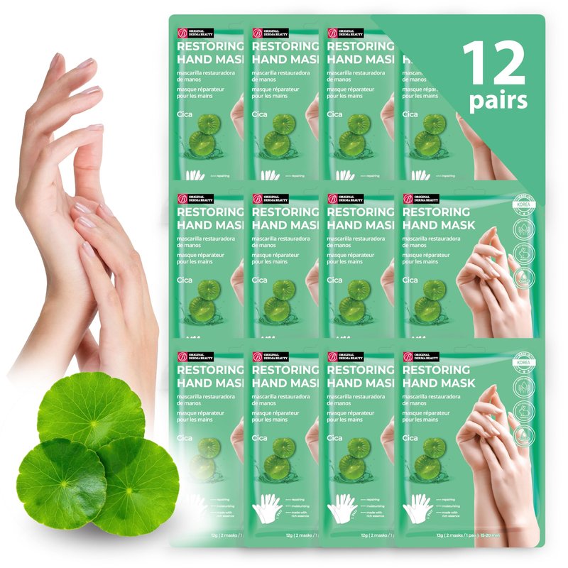 Innerest 12 Pairs Original Derma Beauty Hand Mask Bulk Moisturizing Hand Gloves for Dry Hands Nail Care Essential (Shea Butter + Avocado)