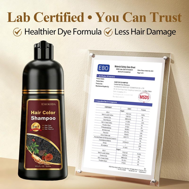 Dark Brown Hair Dye Shampoo for Gray Hair, 3-in-1 Color Shampoo Hair Dye for Women & Men, 100% Gray Hair Coverage, Instant Hair Coloring Shampoo in Minutes, Shampoo Tinte Para El Cabello, Easy to Use