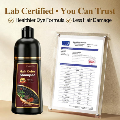 Dark Brown Hair Dye Shampoo for Gray Hair, 3-in-1 Color Shampoo Hair Dye for Women & Men, 100% Gray Hair Coverage, Instant Hair Coloring Shampoo in Minutes, Shampoo Tinte Para El Cabello, Easy to Use