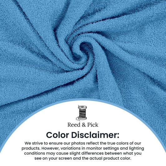 Reed&Pick Hand Towels (Pack of 24) Light Blue Economy Towels Salon Towels - 100% Cotton Spa Towel – 16 x 26 Inches Highly Absorbable, Facial Gym Hair Towel Face Towel Bulk