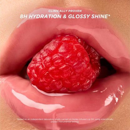 Gisou Honey Infused Lip Oil – Hydrating & Glossy Lip Oil with Mirsalehi Honey & Jojoba Seed Oil, Non-Sticky Shine, Raspberry Swirl, 0.27 fl oz