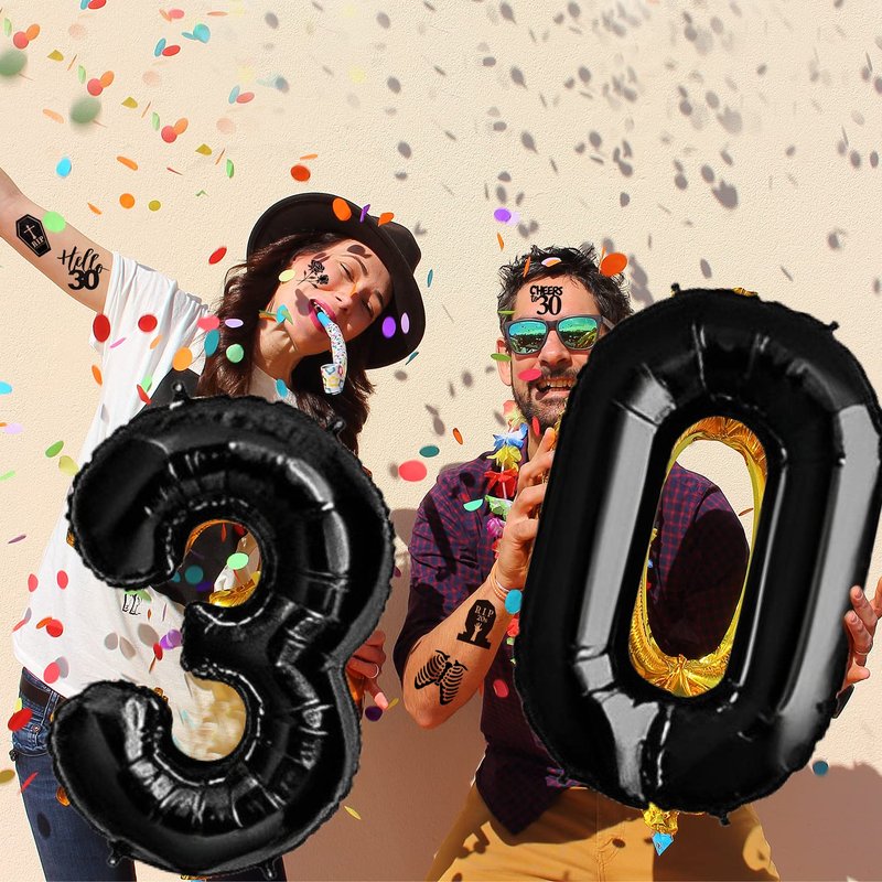 190 PCS Death to My 20s Decorations, Rip My Twenties Temporary Tattoos, Rip to My 20s Birthday Decorations for 30th Birthday Black Funeral Party for Women's and Man's Funny Thirtieth Birthday Party