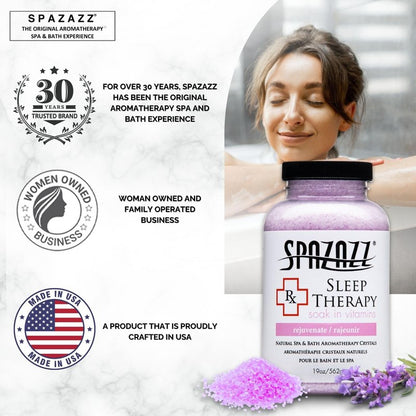 Spazazz Aromatherapy Salt Crystals 19oz – Sleep Therapy – Hot Tub & Bath Soak – Spazazz Hot Tub Crystals are Oil-Free & Safe for All Spas