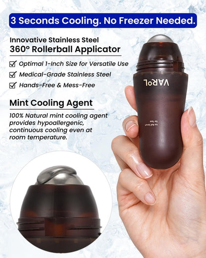 VAROL Ice Roll Serum for Face, Puffy Eyes, Under Eye Bags - Bakuchiol & Collagen for Wrinkles, Anti Aging, Cooling Ice Roller for Puffiness, Redness, Dark Circles - Korean Skin Care, 1.69 Fl Oz
