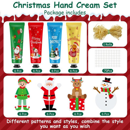 24 Set 48 Pcs Christmas Hand Cream Gift Bulk for Women Coworker Christmas Tree Ornament Hand Lotion Party Favor with Card Ribbon Holiday Decor Stocking Stuffer Gift for Women (Xmas Style)