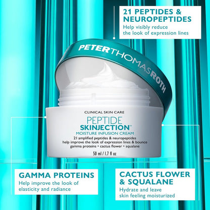 Peter Thomas Roth | Peptide Skinjection Moisture Infusion Cream, Refillable Moisturizer, For Loss of Firmness and Elasticity, Fine Lines & Wrinkles, Dryness, 21 Amplified Peptides & Neuropeptides