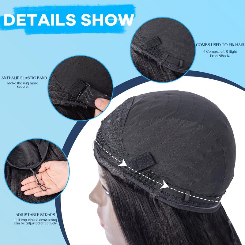 Prosa Kinky Curly Half Wig, 3-in-1 Synthetic Hair with Drawstring Headband, Clip-in Glueless Seamless Flip Over Design, Color 1B, for Women (22inch KST)