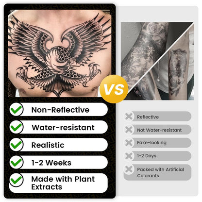 UBICA Semi Permanent Tattoos, 2 Sheets Realistic Temporary Tattoos for Men, Fake Tattoos for Hand Arm Wrists, Waterproof, No Reflective, Lasts 1-2 Weeks (Cross Praying & Power Glove Chain Designs)