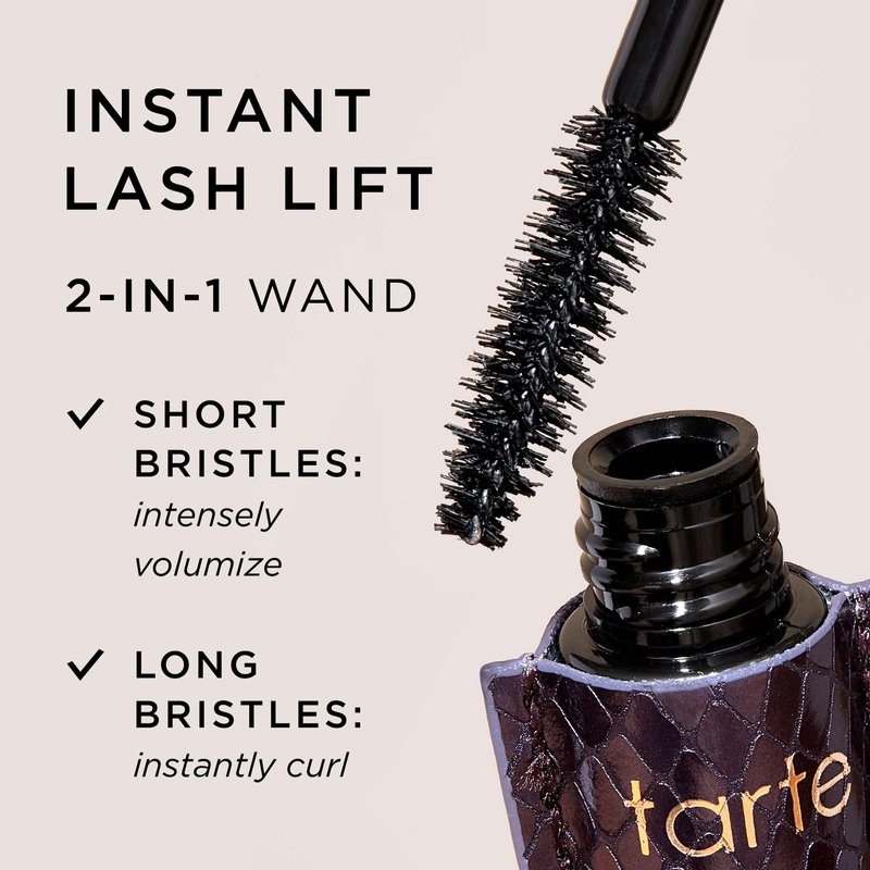 tarte lights, camera, lashes 4-in-1 mascara – Volume, Length, Curl & Conditioning for Fuller-Looking Lashes, Smudge-Proof, Flake-Free, Longwear, Vegan & Cruelty-Free, full size, black