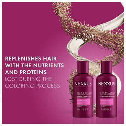 Nexxus Shampoo, Color Assure, Travel-Size 3-Pack – Replenishes and Extends Hair Color Vibrancy, 3 Oz Ea