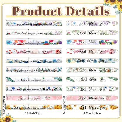 10 Pack Floral Christian Glass Nail File with Scripture for Natural Nails Christian Gifts for Women Bulk Double Sided Bible Verse Glass File Emery Board with Case Religious Church Gift for Women Mom