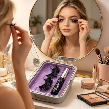 Amzmam Magnetic Eyelashes Natural Look,Magnetic Eyelashes and Eyeliner Kit,Natural Magnetic Lashes,Waterproof, Long Lasting, Easy Apply. (Black-14)