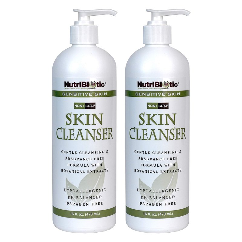 NutriBiotic – Sensitive Skin Non-Soap Skin Cleanser, 16 Oz Twin Pack | with GSE (Citricidal) | pH Balanced, Hypoallergenic & Biodegradable | Free of Parabens, Sulfates, Dyes, Colorings & Fragrance