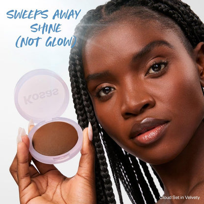 Kosas Cloud Set Pressed Setting Powder – Translucent Shine Control Face Powder, Soft Matte Finish, Velvety (Sheer Deep)